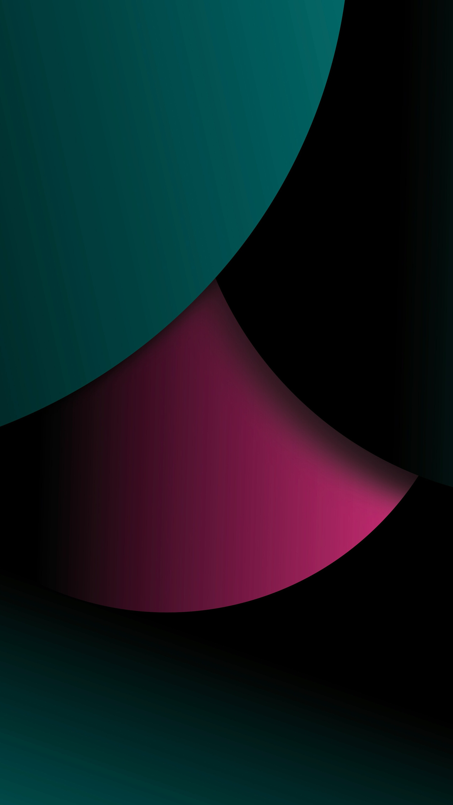 A vibrant purple hue is subtly highlighted by a crescent of light, set against a backdrop of rich teal and black.
